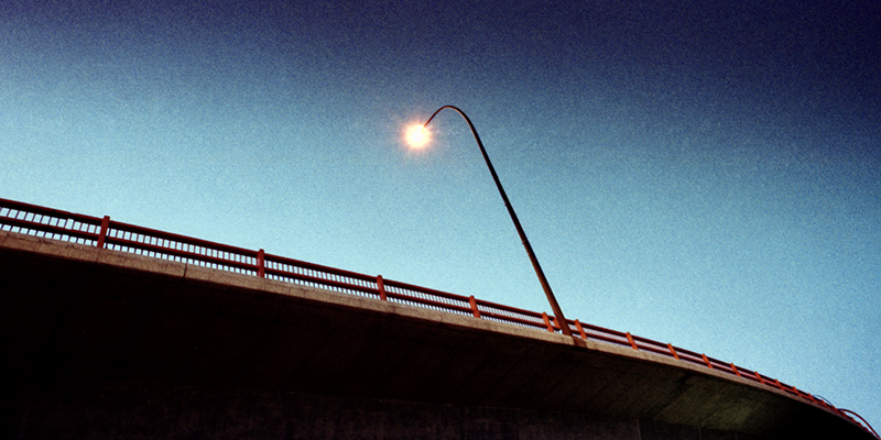 Night freeway streetlamp